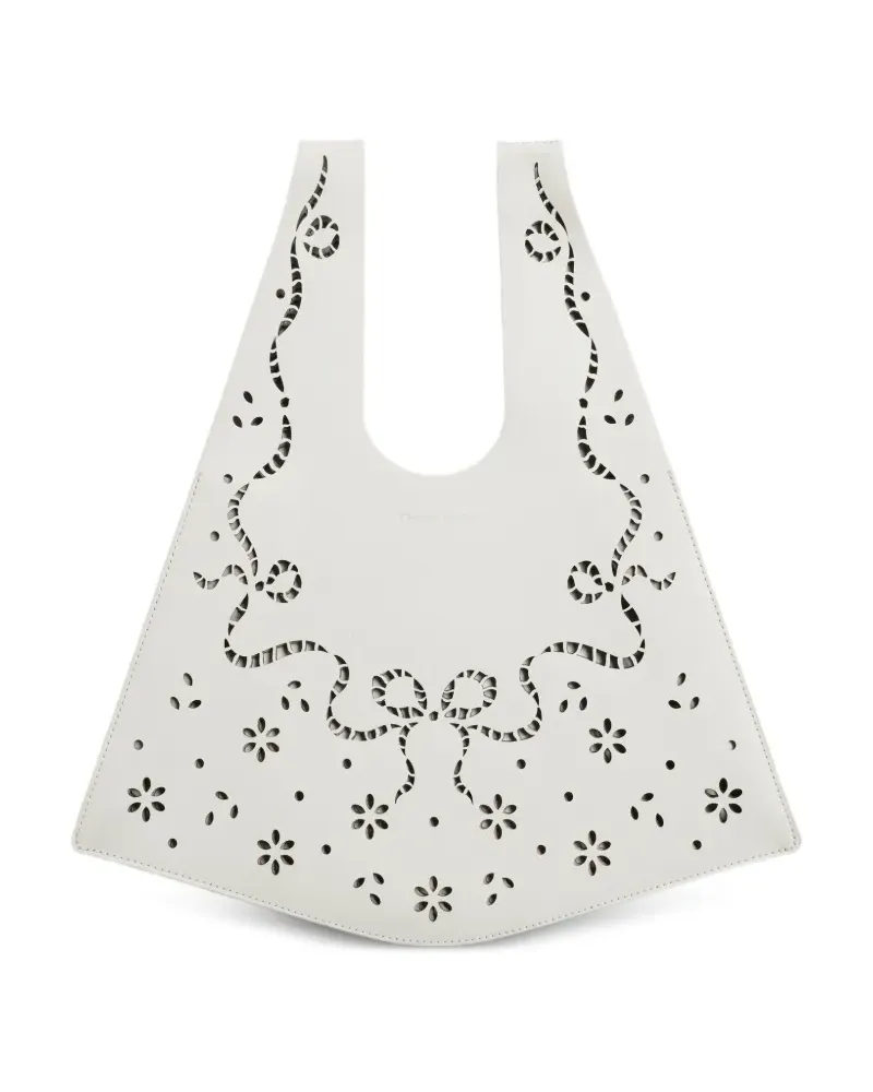 Simone Rocha Mini Lasercut Handtasche mit Spitze - Weiß Weiß