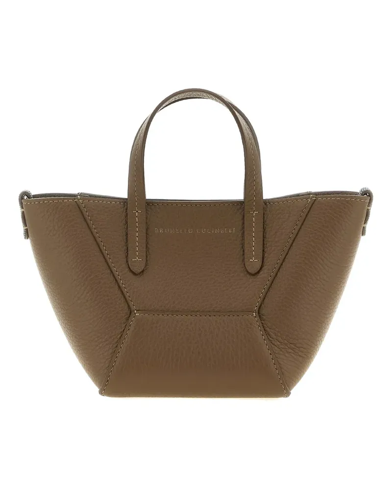 Brunello Cucinelli BC Duo Mini-Tote Bag aus Leder - Braun Braun