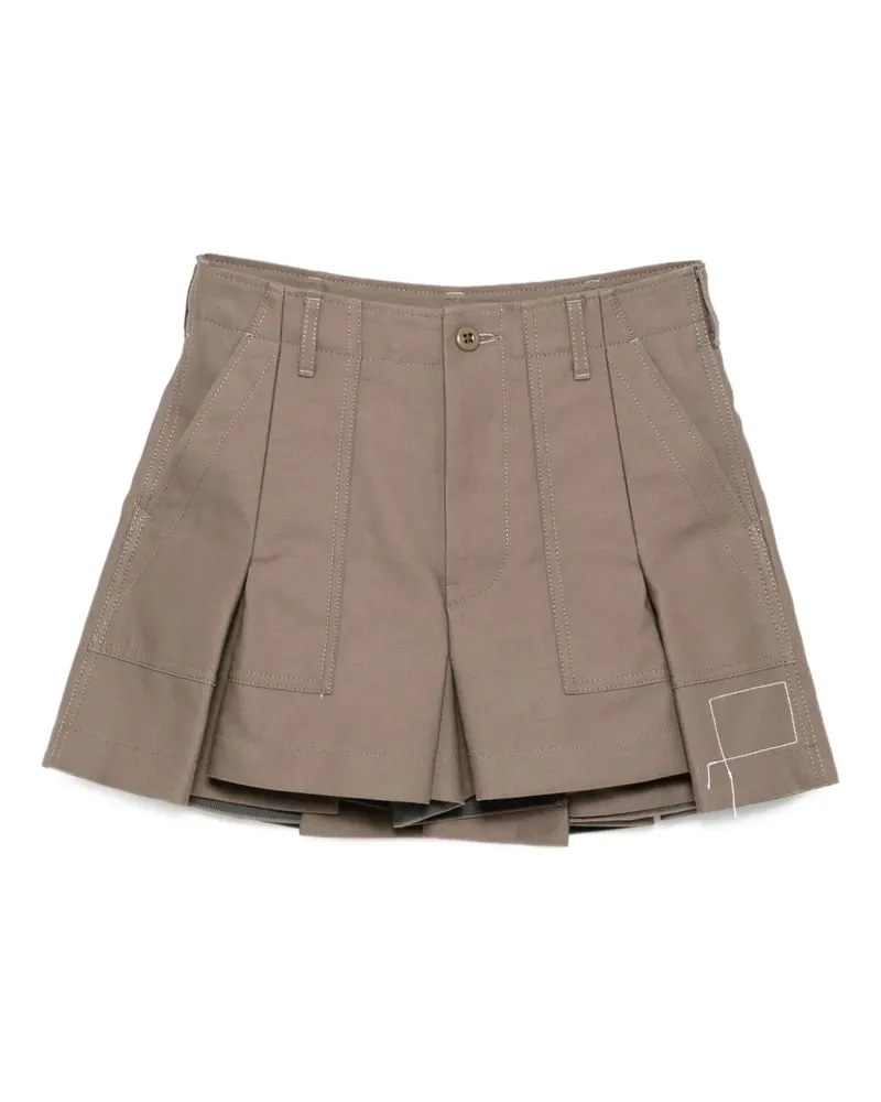 Sacai Shorts mit Bundfalten - Braun Braun