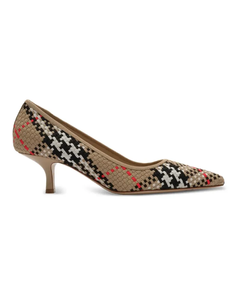 Burberry Gewebte Pumps mit Check - Nude Nude