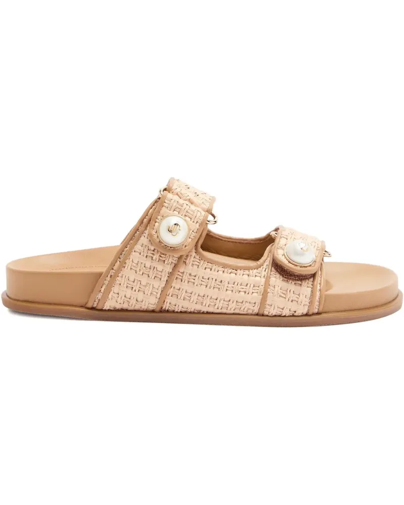Jimmy Choo Fayence pearl-embellished sandals - Nude Nude
