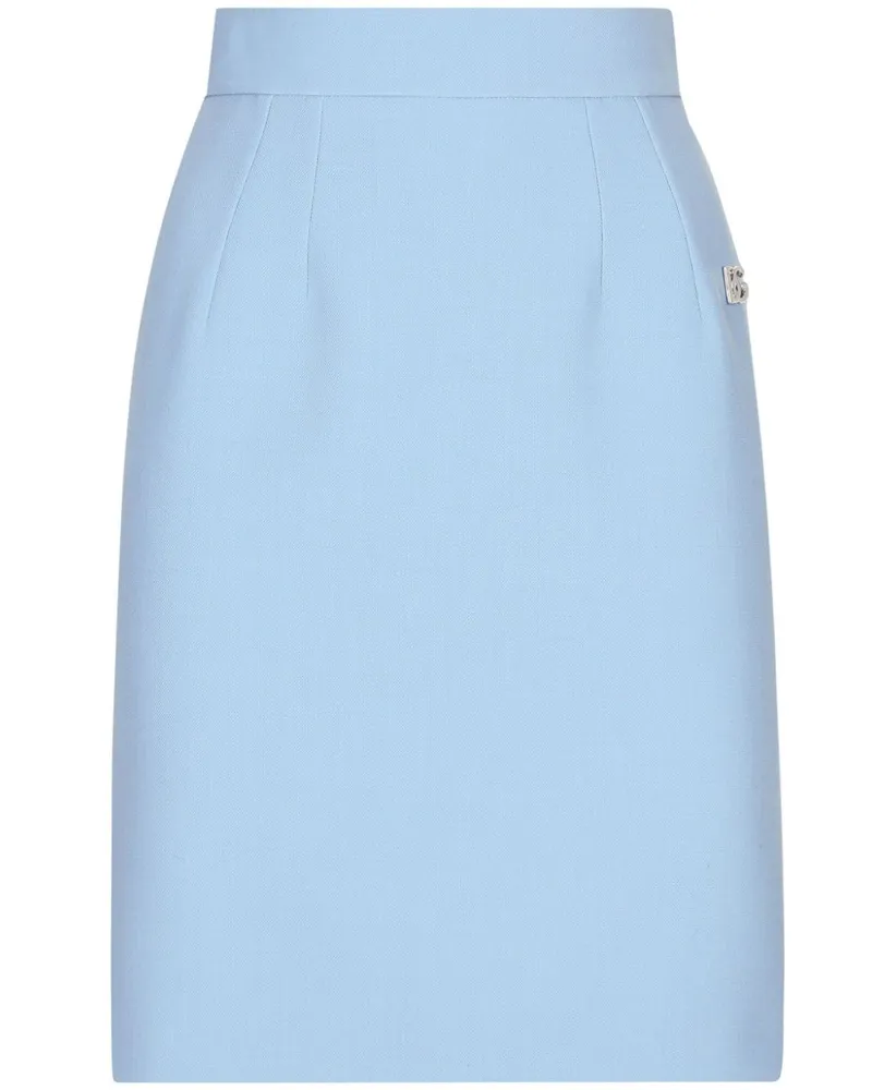 Dolce & Gabbana Gerader Rock mit Logo-Applikation - Blau Blau