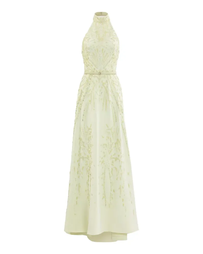 Saiid Kobeisy Besticktes Krepp-Maxikleid mit Neckholder - Grün Grün