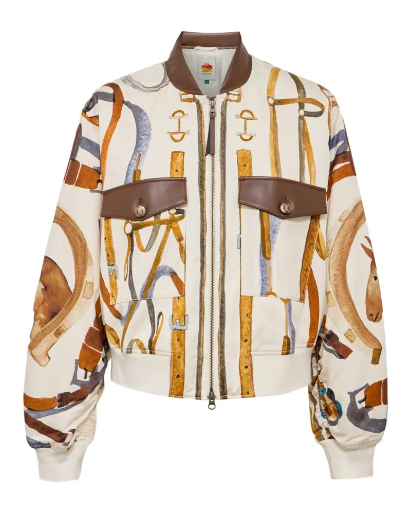 FARM Rio Bomberjacke mit Ritteremblem-Print - Nude Nude