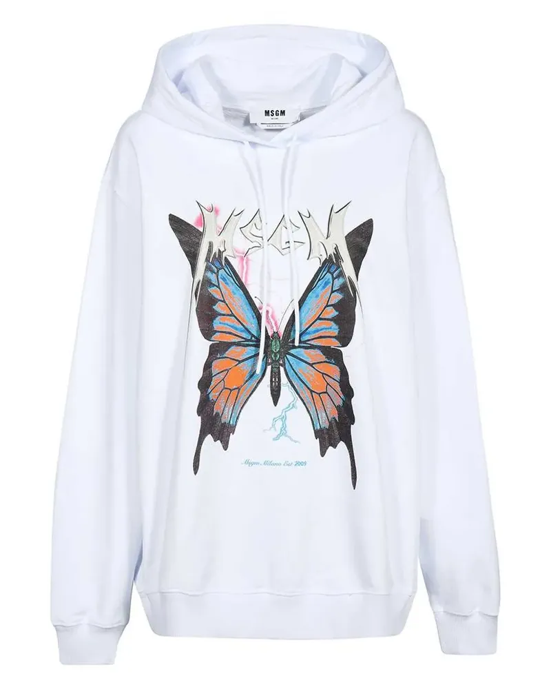 MSGM Hoodie mit Schmetterling-Print - Weiß Weiß