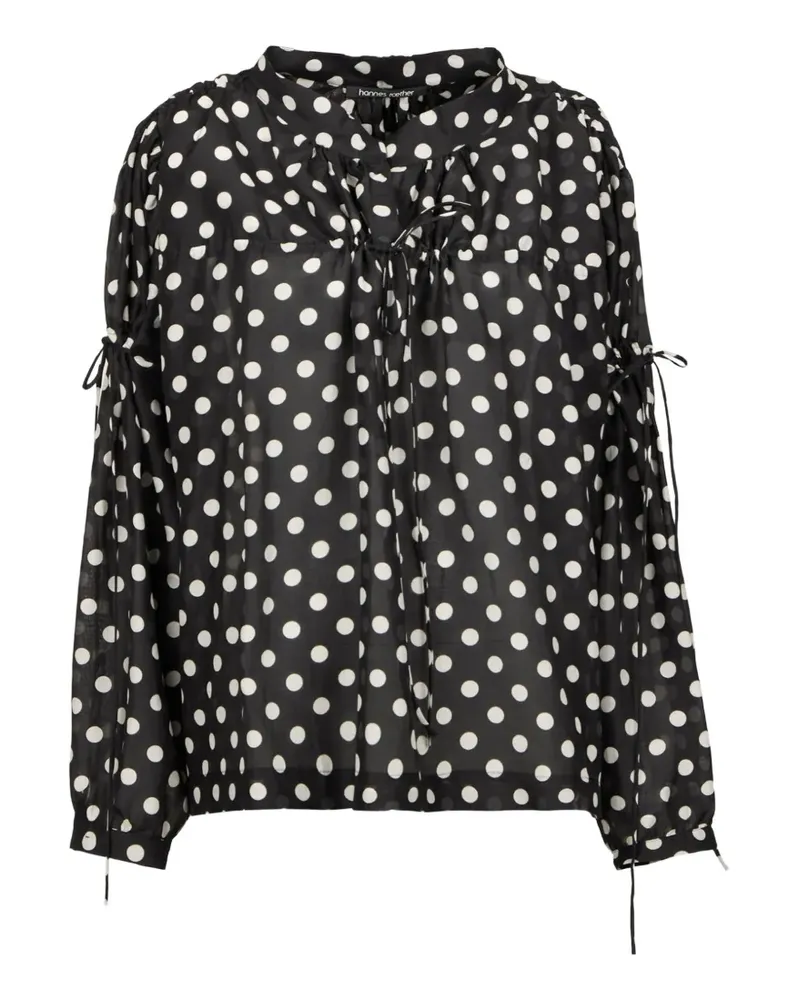 Hannes Roether polka-dot drawstring blouse - Schwarz Schwarz