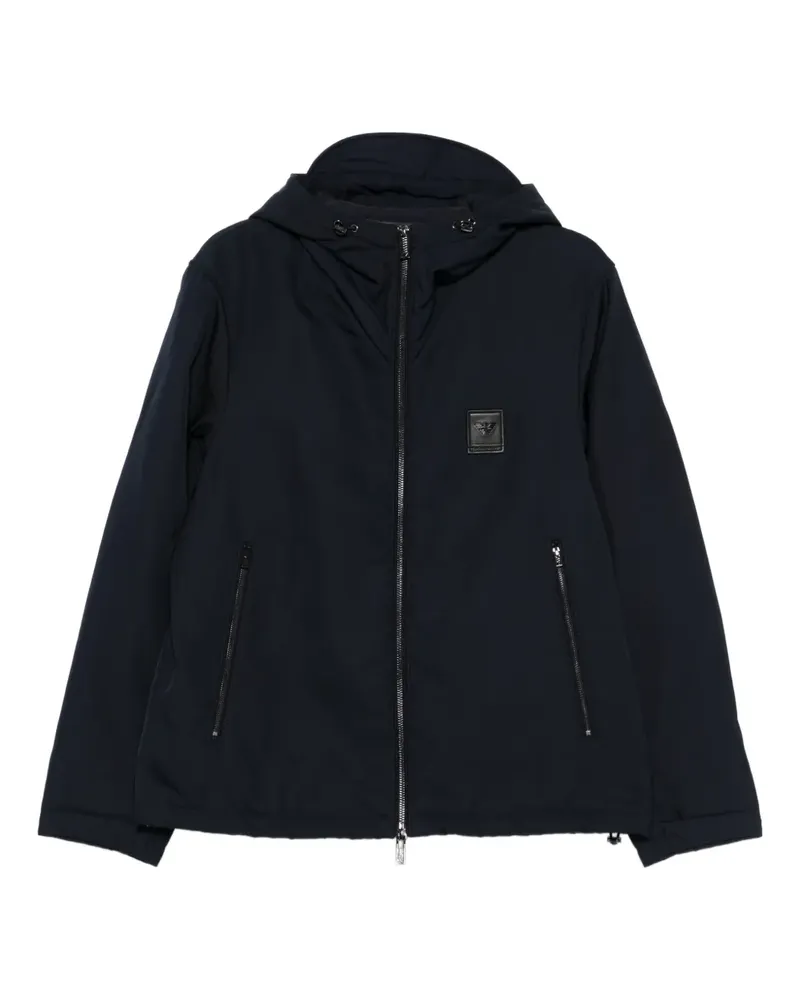 Emporio Armani Kapuzenjacke mit Logo-Patch - Schwarz Schwarz