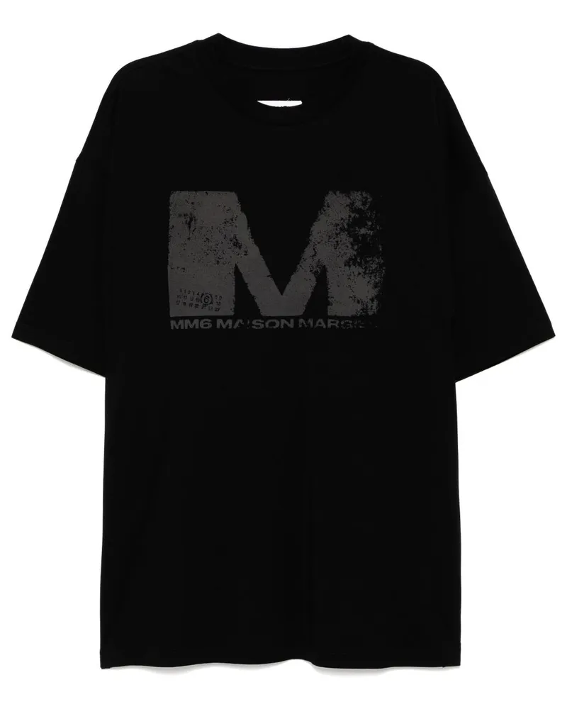 Maison Margiela T-Shirt mit Logo-Print - Schwarz Schwarz