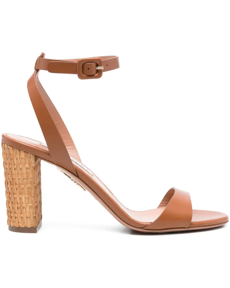 Aquazzura Sunseeker Sandalen mit gewebtem Block 85mm - Braun Braun