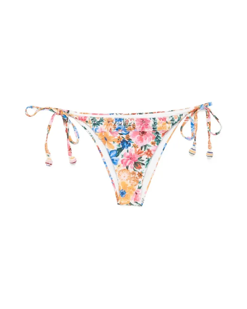 FARM Rio floral-print tie-side bikini bottom - Nude Nude