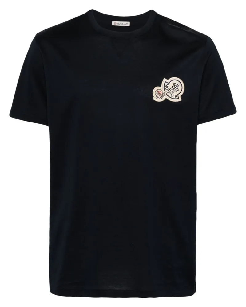 Moncler T-Shirt mit Logo-Applikation - Blau Blau