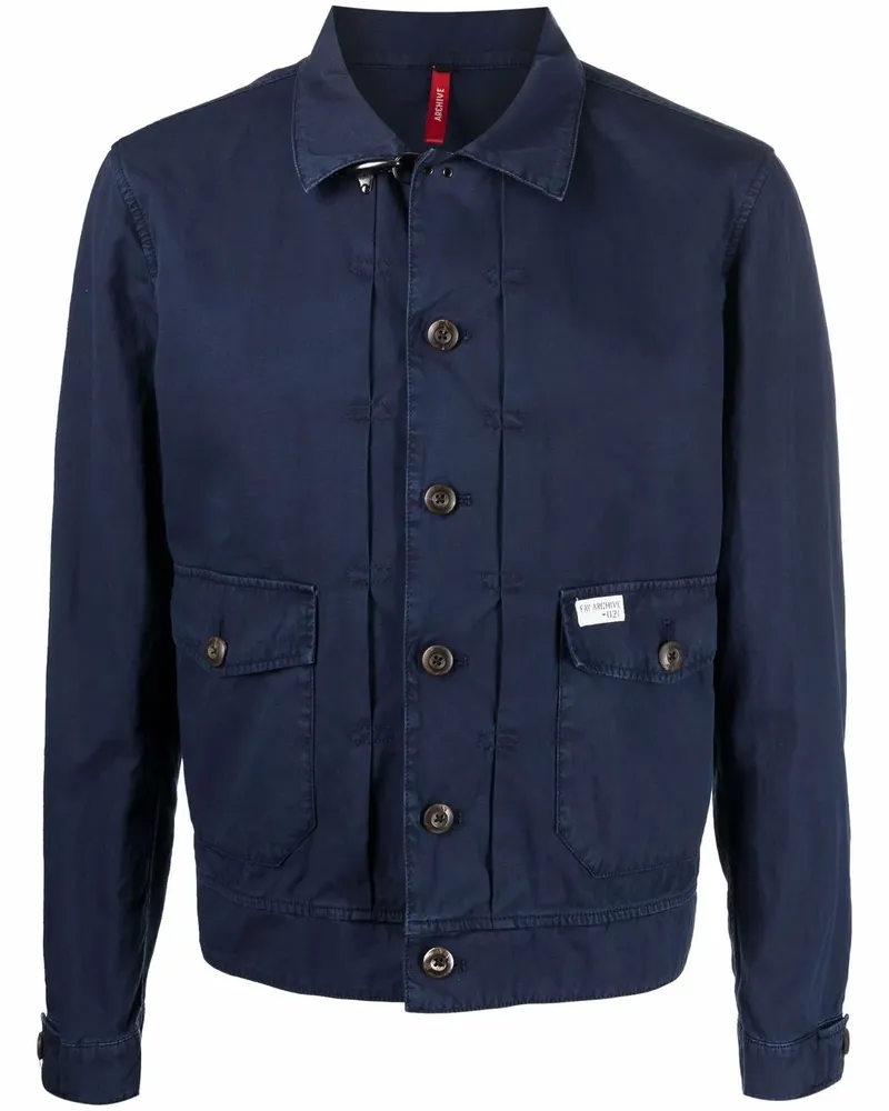 Fay Hemdjacke mit Logo-Patch - Blau Blau