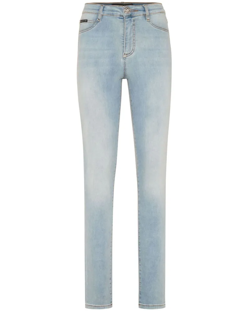 Philipp Plein Jeggings mit hohem Bund - Blau Blau