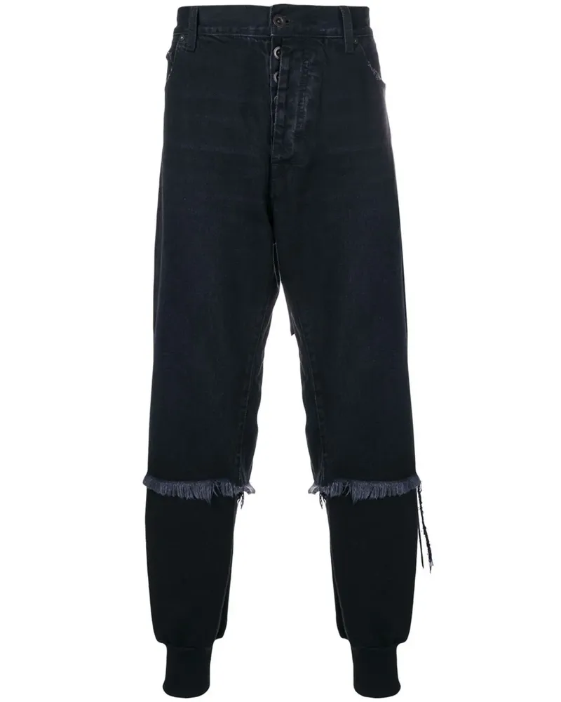 Unravel Jeans im Layering-Look - Schwarz Schwarz