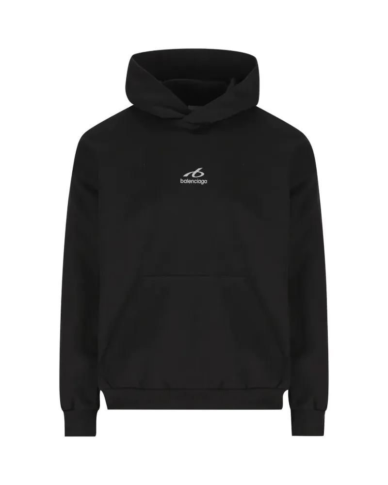 Balenciaga logo-print kangaroo-pocket hoodie - Schwarz Schwarz