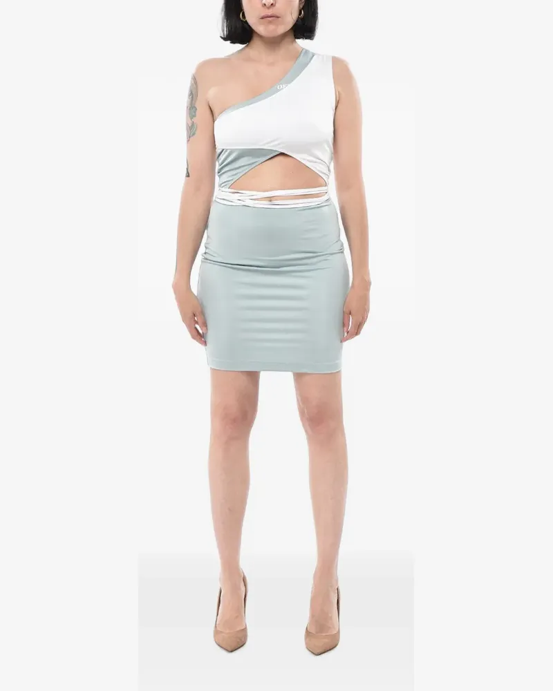 OFF-WHITE bicolour midi dress with lace-up detail - Blau Blau
