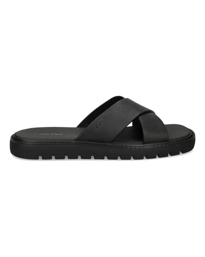 Calvin Klein cross-strap leather sandals - Schwarz Schwarz
