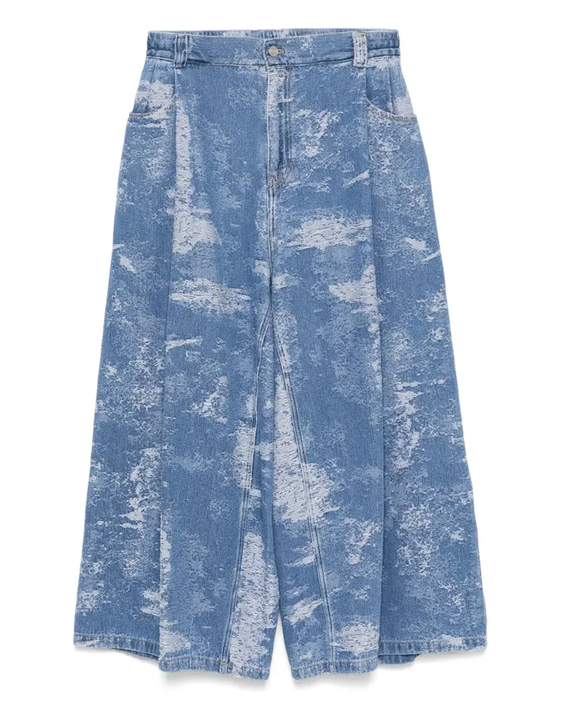 SONGZIO Strukturierte Cropped-Jeans mit weitem Bein - Blau Blau