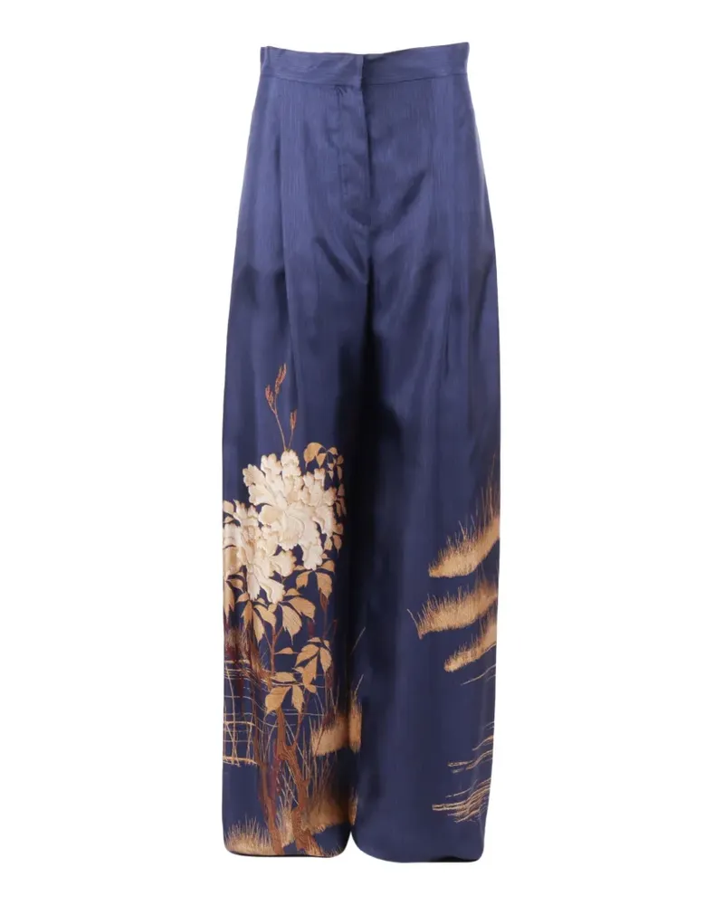 Max Mara floral-print trousers - Blau Blau