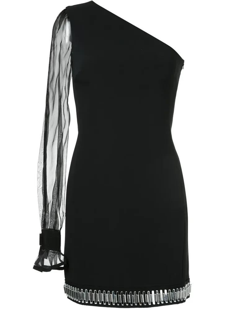 David Koma Asymmetrisches Kleid mit einem Ärmel - Schwarz Schwarz