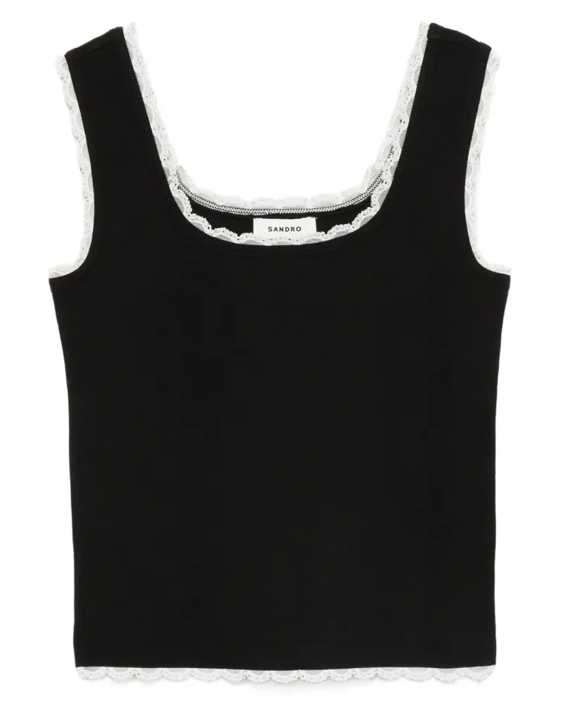Sandro Top mit eckigem Ausschnitt - Schwarz Schwarz