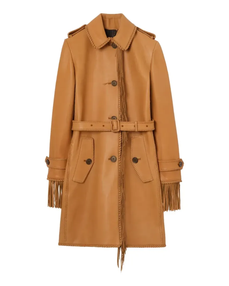Burberry Kurzer Car Mantel mit Fransen - Braun Braun
