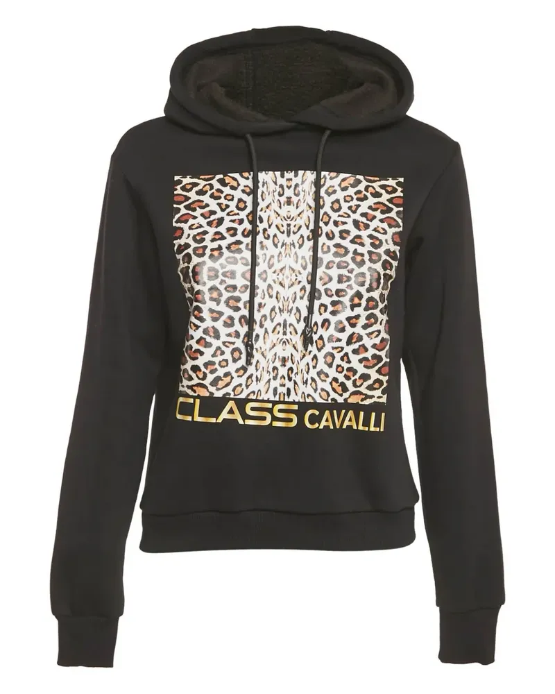 Roberto Cavalli leopard-print hoodie - Schwarz Schwarz