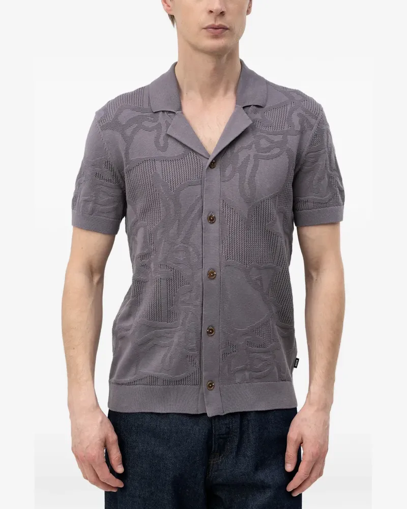 HUGO BOSS jacquard-knit short-sleeve shirt - Grau Grau