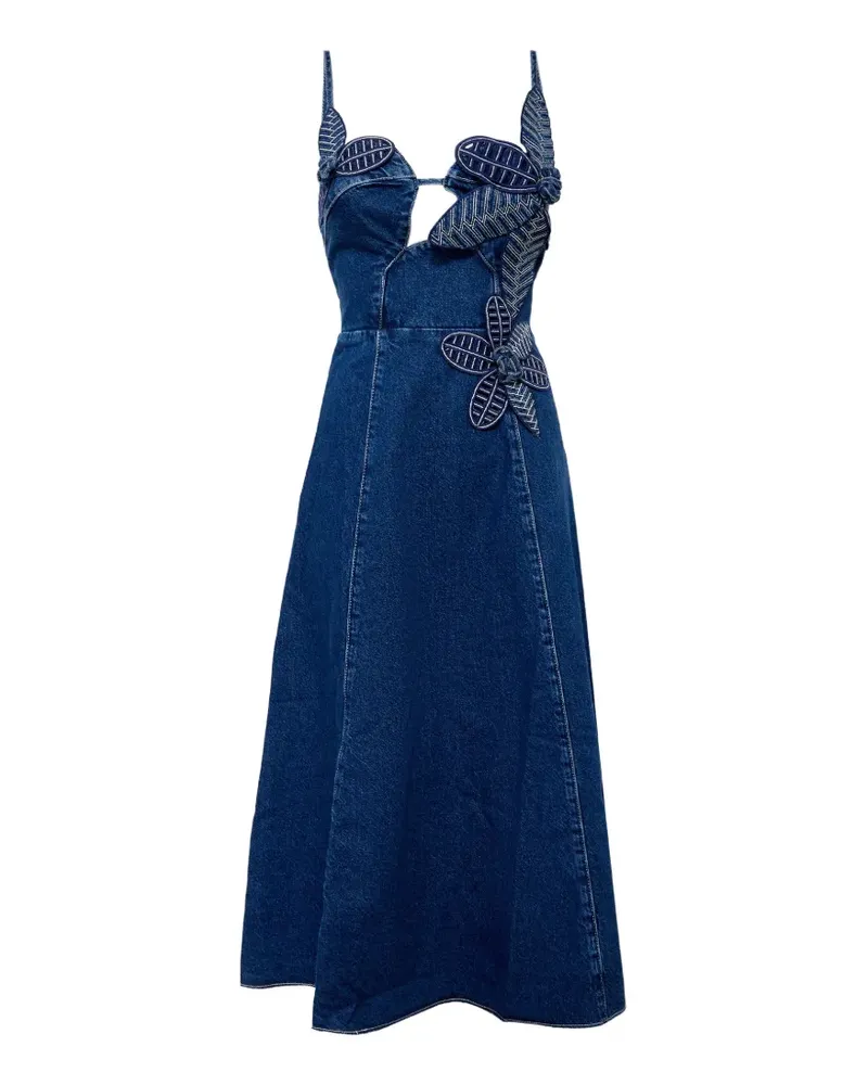 FARM Rio Midikleid mit Blumenmuster - Blau Blau