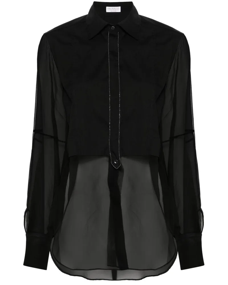 Brunello Cucinelli Semi-transparentes Hemd - Schwarz Schwarz