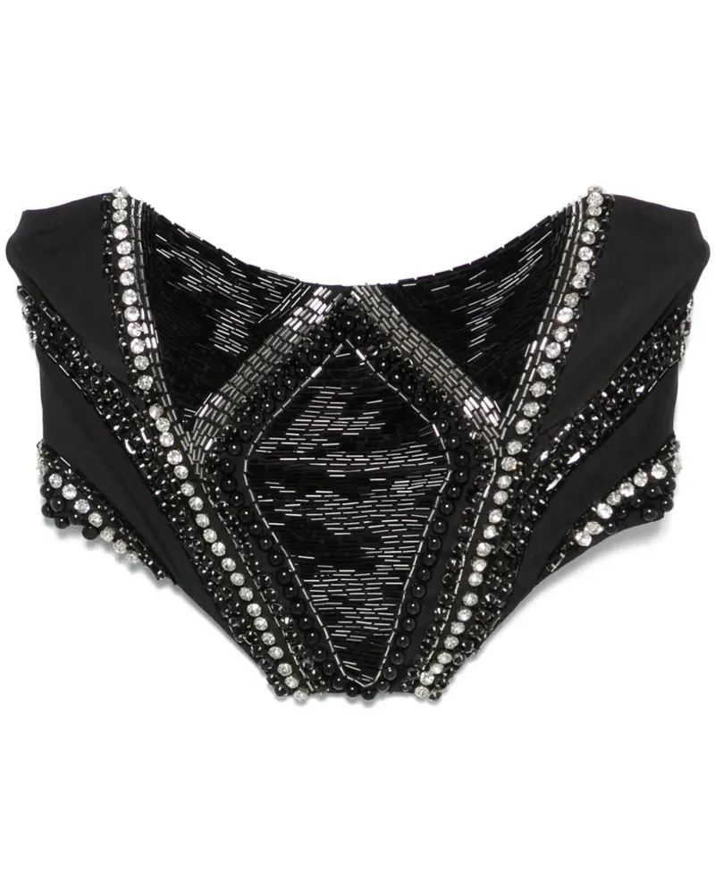 Patrizia Pepe Top mit Strass - Schwarz Schwarz