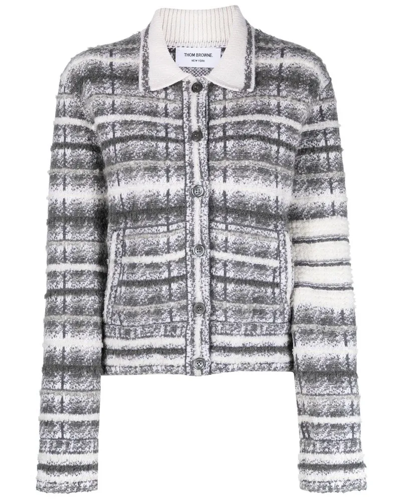Thom Browne Karierte Jacke mit Streifen - Grau Grau