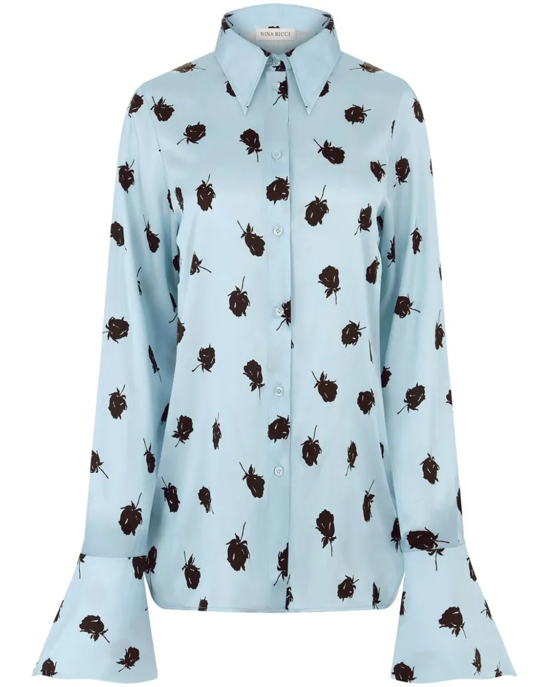 Nina Ricci Hemd mit Blumen-Print - Blau Blau