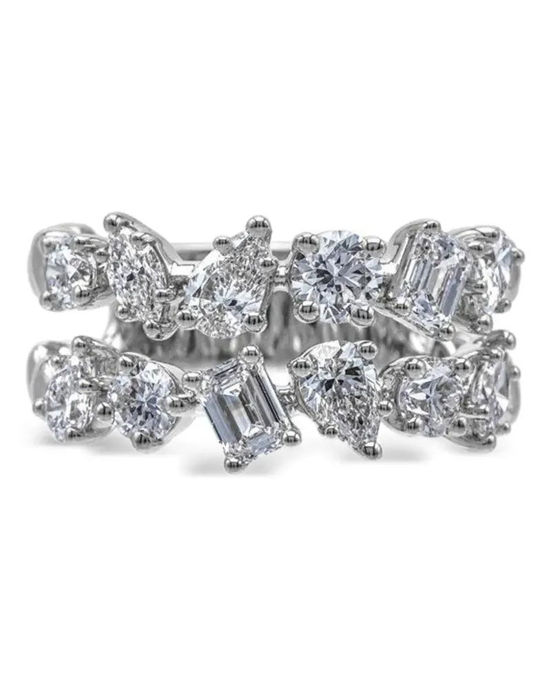 Azzaro diamond two-row ring - Silber Silber