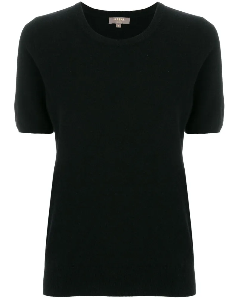 N.Peal Kaschmir-T-Shirt mit Rundhalsausschnitt - Schwarz Schwarz