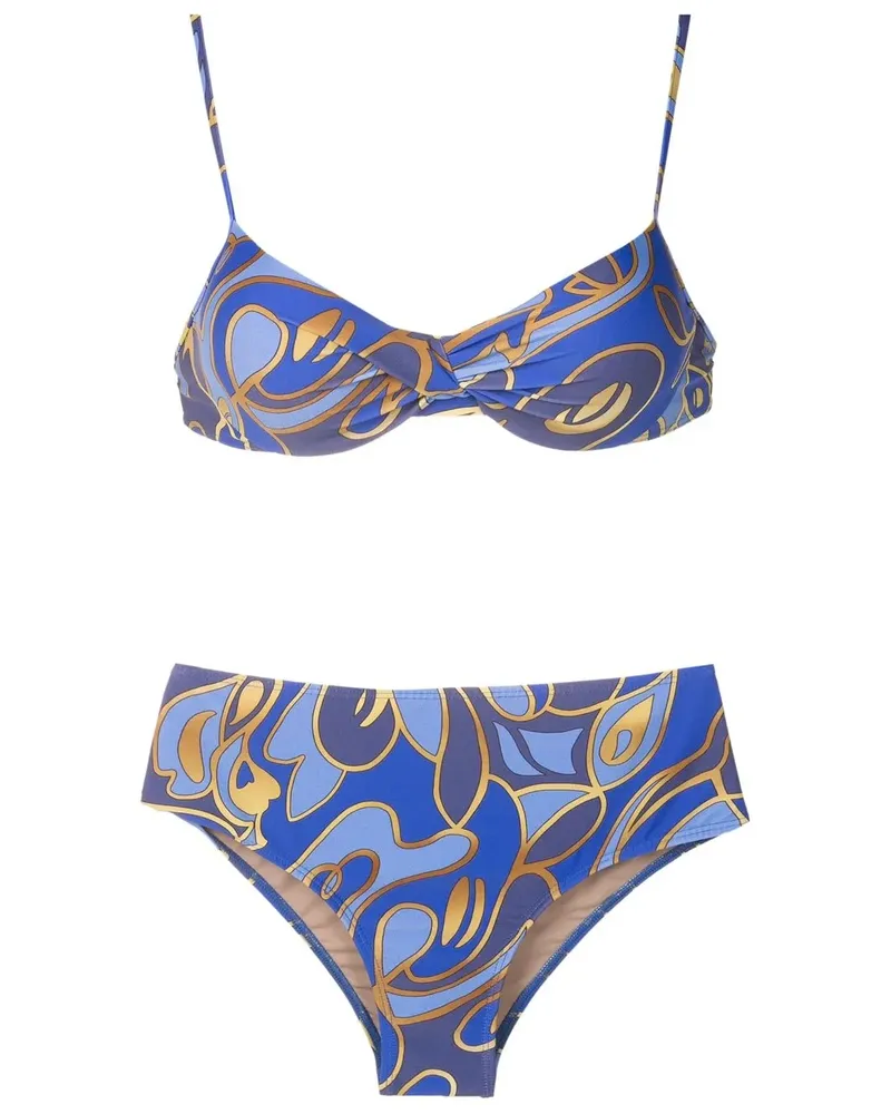 Lygia & Nanny Bikini mit grafischem Print - Blau Blau