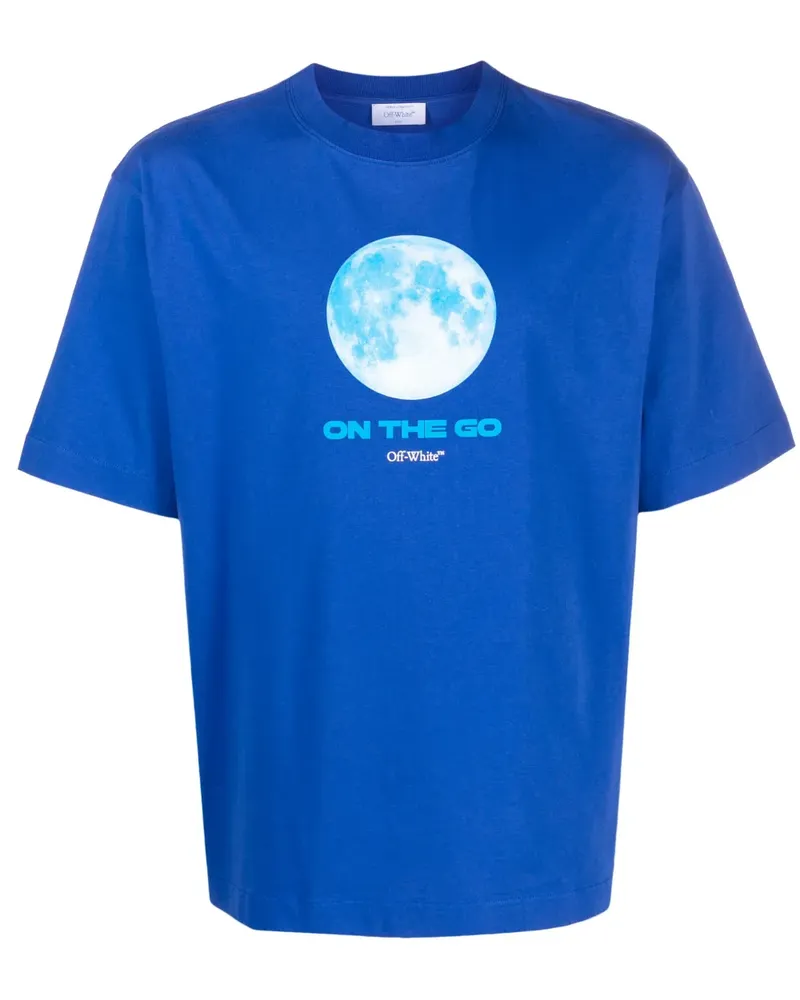 OFF-WHITE T-Shirt mit Mond-Print - Blau Blau