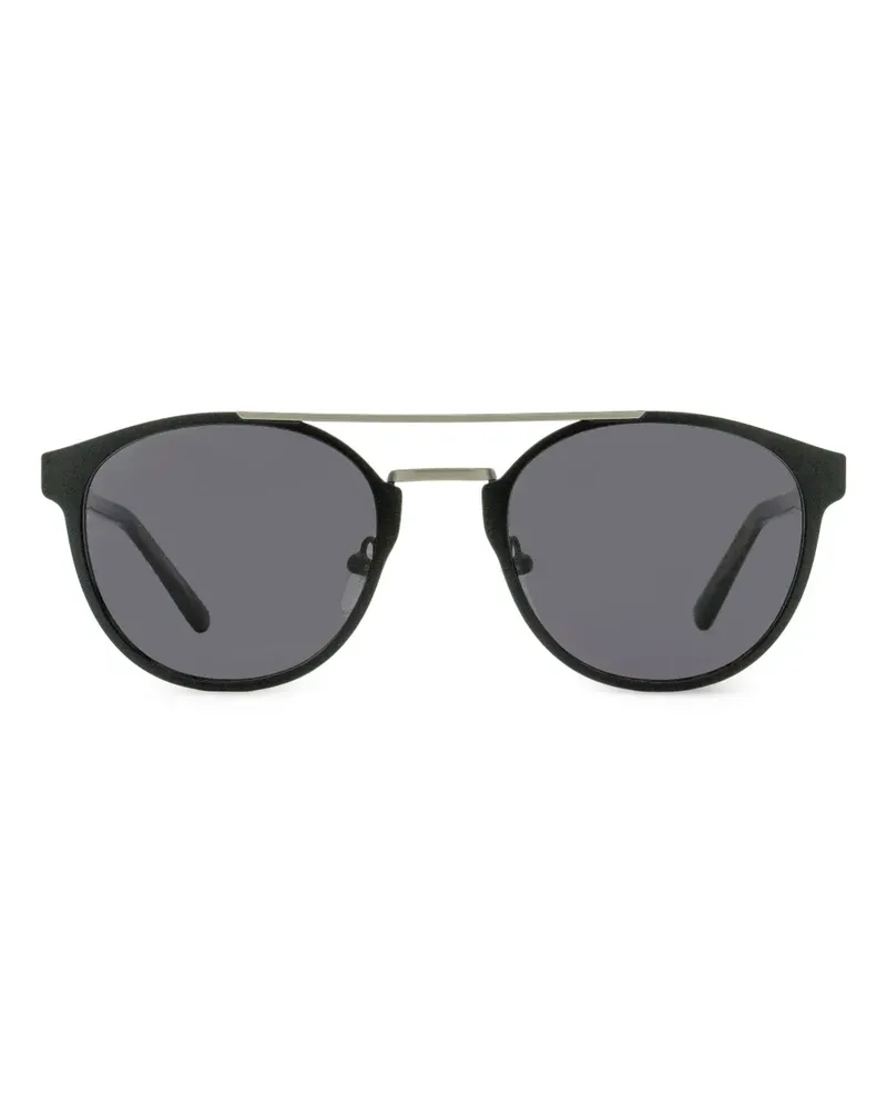 Lacoste Double Bridge Sonnenbrille mit ovalem Gestell - Schwarz Schwarz