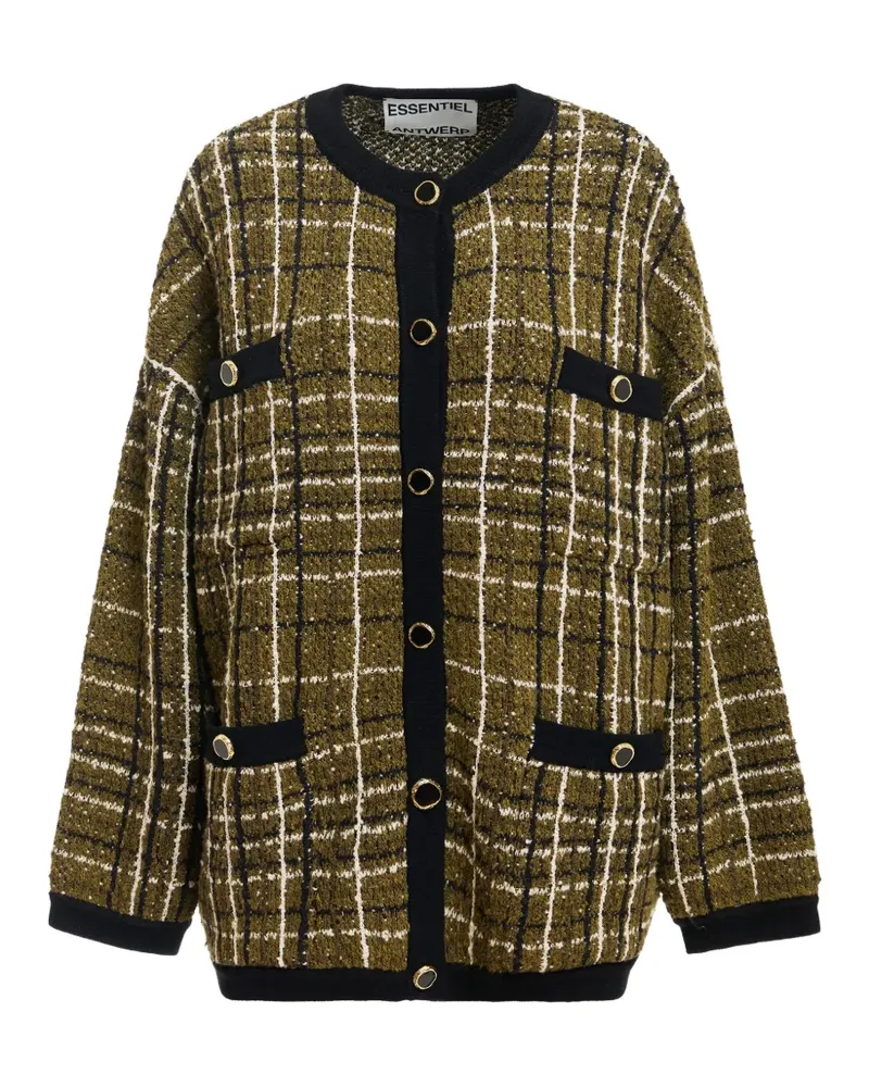 Essentiel Karierter Kannel Cardigan - Grün Grün