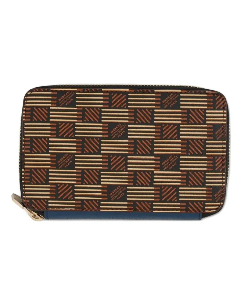 Moreau Paris signature-pattern zip wallet - Schwarz Schwarz