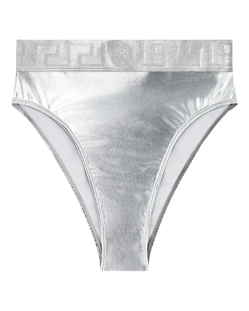 Versace Metallic-Bikinihöschen - Silber Silber