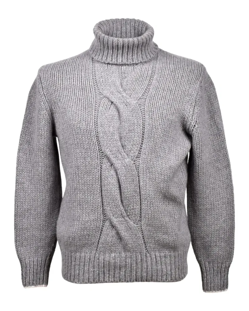 Brunello Cucinelli Rollkragenpullover mit Zopfmuster - Grau Grau