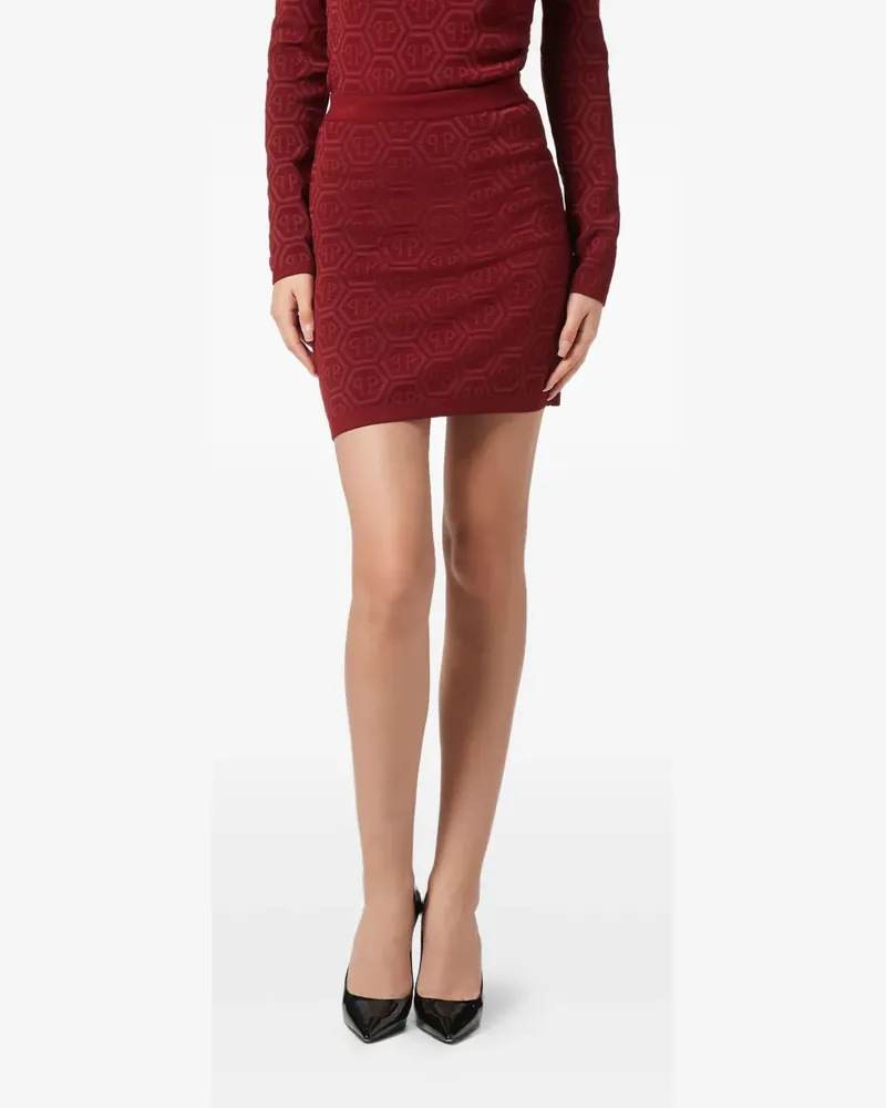 Philipp Plein Gestrickter Minirock mit Monogramm - Rot Rot