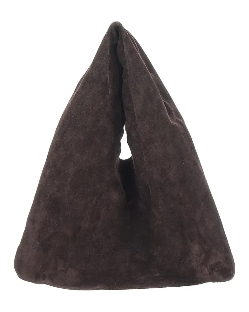 The Row Bindle Small suede shoulder bag - Braun Braun