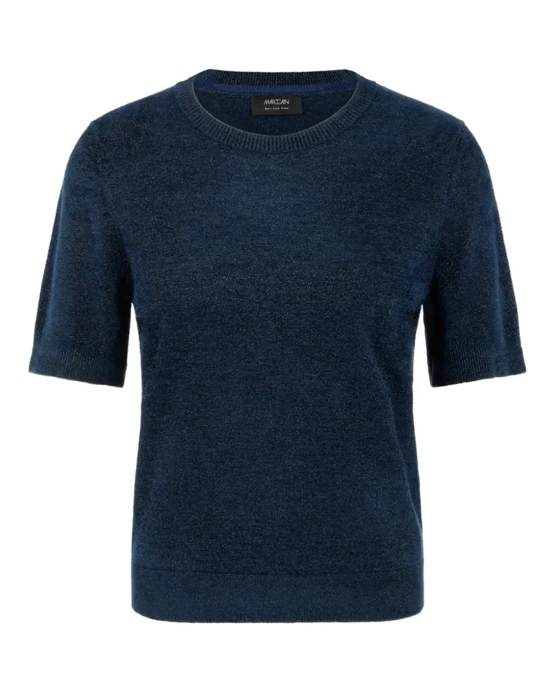 Marc Cain short-sleeved metallic-thread T-shirt - Blau Blau