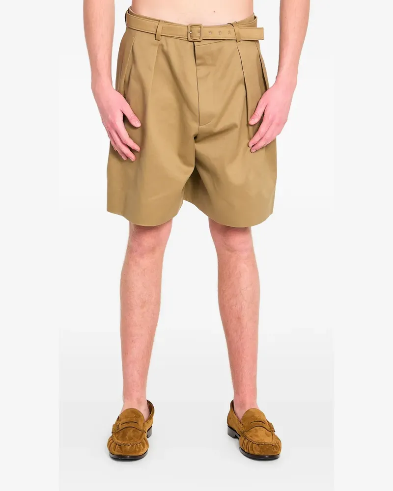 Saint Laurent Bundfaltenshorts mit Gürtel - Braun Braun