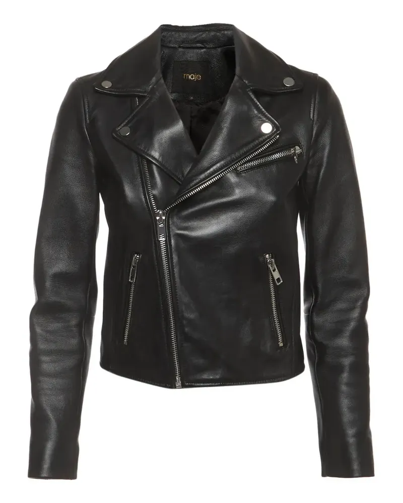 Maje zip-up biker jacket - Schwarz Schwarz