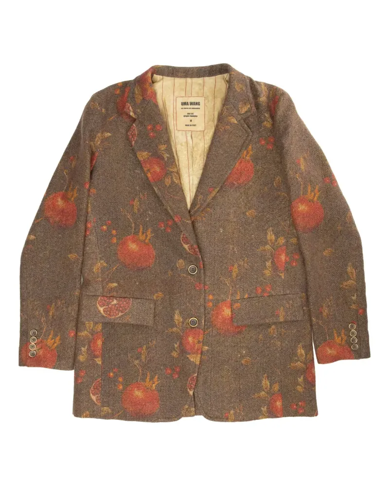 Uma Wang Kali Wollsakko mit Granatapfel-Print - Braun Braun