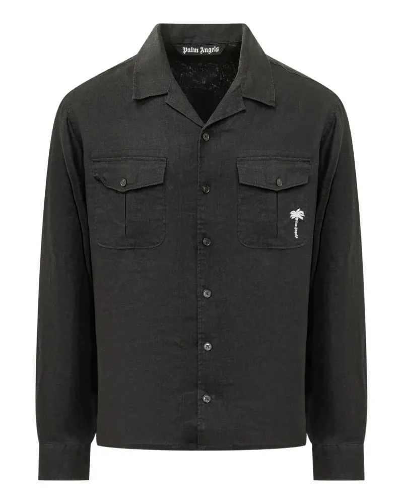 Palm Angels logo-embroidered bowling shirt - Schwarz Schwarz