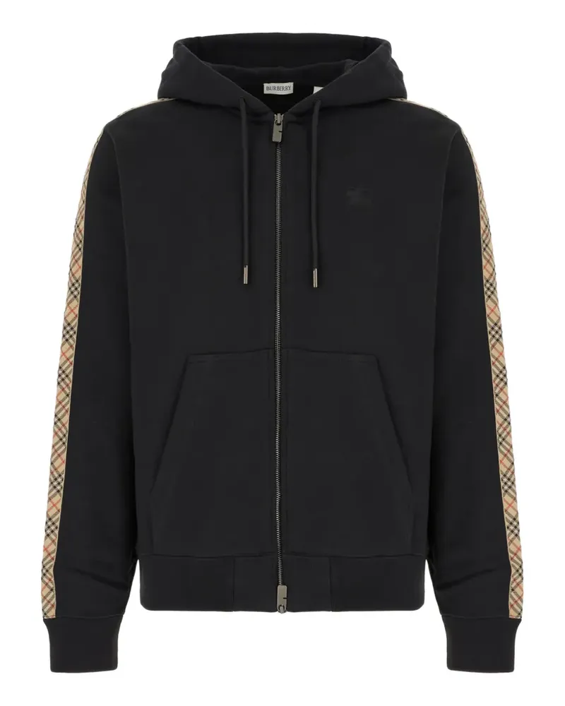 Burberry Check-stripe zip-up hoodie - Schwarz Schwarz